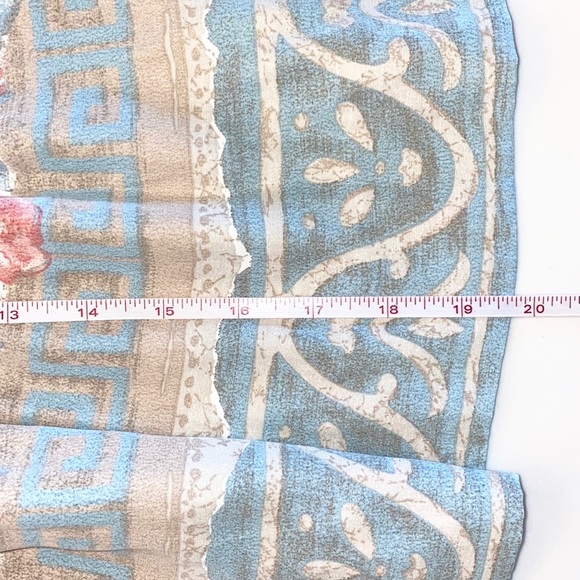 VINTAGE 80s 90s Pleated Floral Greek Key Skirt Size Medium - Picture 6 of 8